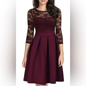 Elegant Burgundy Lace Dress